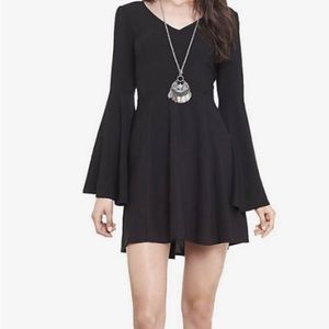 Express Black A-line Mini Dress With Bell Sleeves Size 4